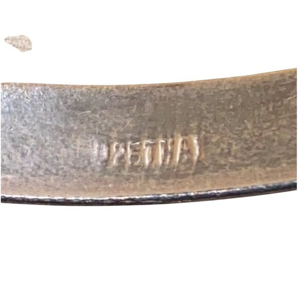 Vintage 925 Sterling Silver Engraved Bangle Bracelet With Safety Chain - Picture 3 of 10